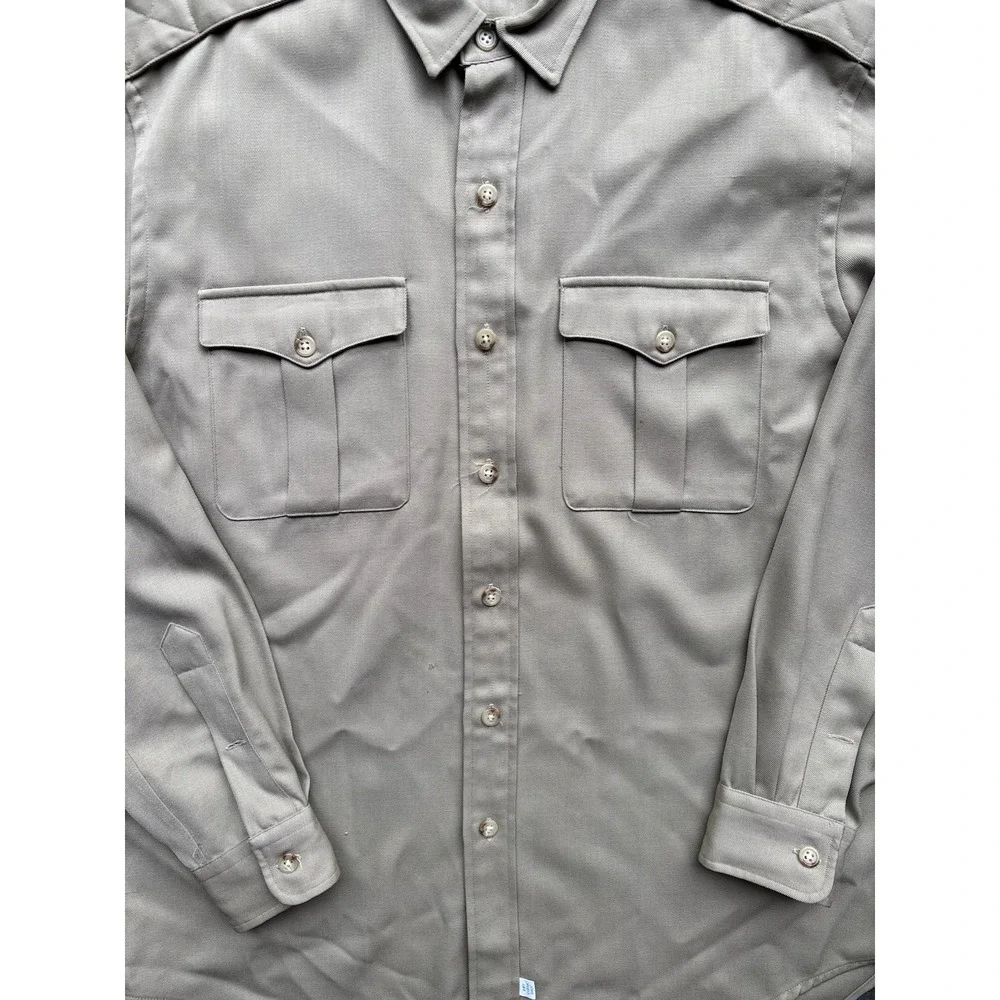VTG Polo Ralph Lauren Safari Shirt Size Large 100% Wool Tan Military Epaulettes